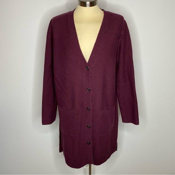 J. Jill Sweaters - J. Jill Burgundy Duster Cardigan